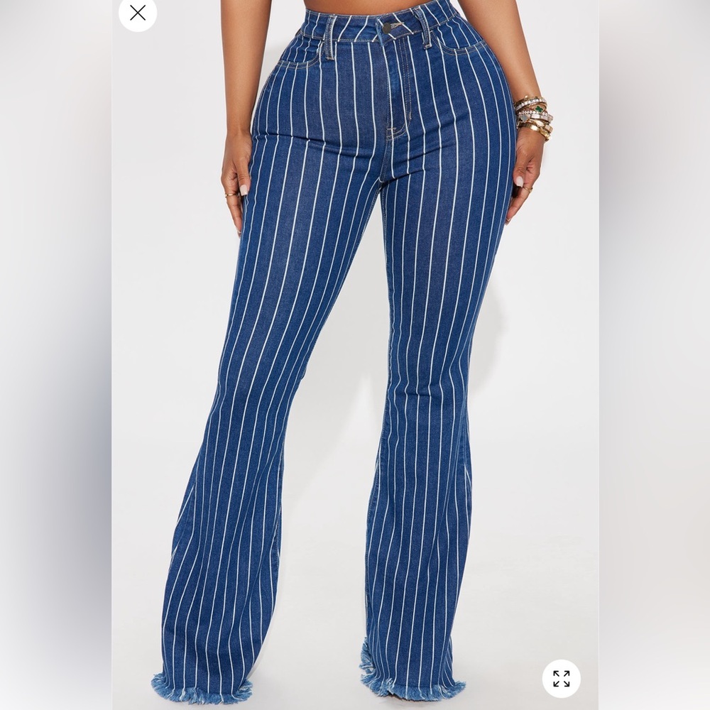 Fashion Nova Blue Striped Jeans